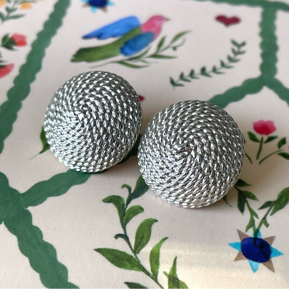 Vintage Monet silvertone coiled dome post earrings minimalist